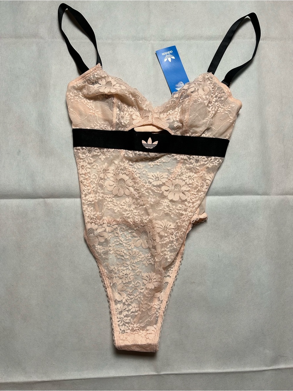 Adidas peach whip lace one piece body suit size XS NWT